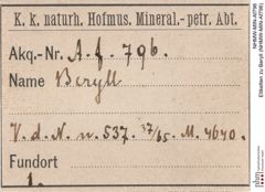 Etiketten zu Beryll (NHMW-MIN-Af796)